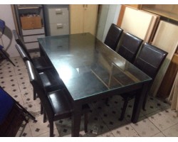 Thanh Lý Bộ Bàn Ăn Gỗ Bọc Nệm 6 Ghế Cũ